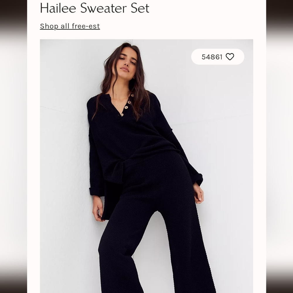 Free people hailee sweater set medium black
